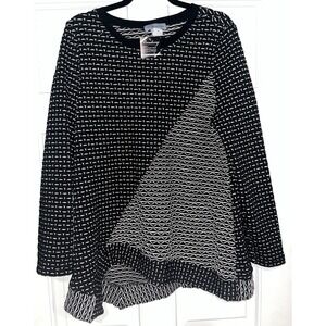 New! Moonlight Sz M Wearable Art - Black White Shirt Asymmetrical Artsy. Orig$89